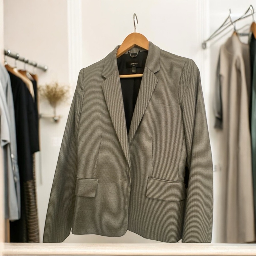 Mango Classic Gray Checked Blazer - image 1